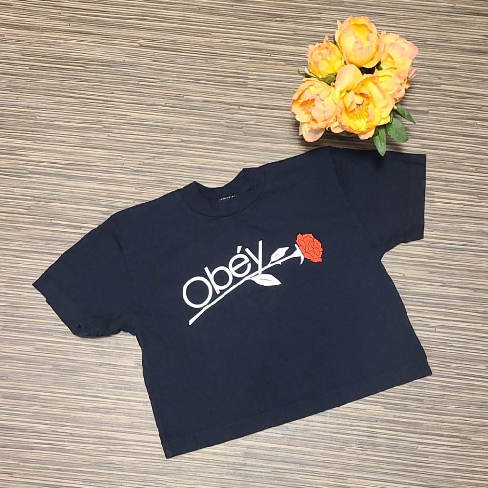 Black Obey Crop Top